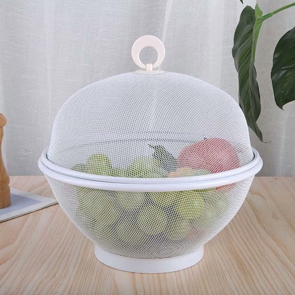 XLYFVLGF Metal Mesh Fruit Bowl with Lid & Basket - Fruit Fly Proof Kitchen Counter Storage for Fruits & Veggies，Large Capacity (Black/1PCS)