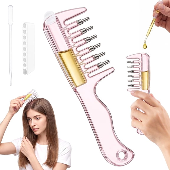XLYFVLGF Scalp Applicator Comb for Hair Serums, Reusable Liquid Dispensing Brush with Ball Tips, Root Application Scalp Massager for Hair Care Oils Essences