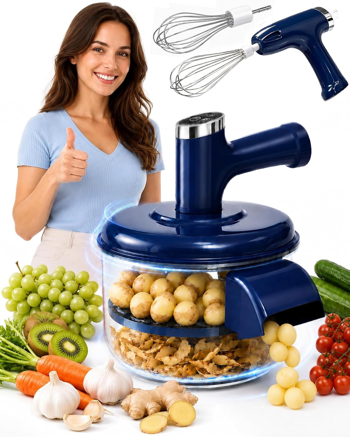 XLYFVLGF Transparent Electric Fruit and Vegetable Peeler, 2-In-1 Smart ...