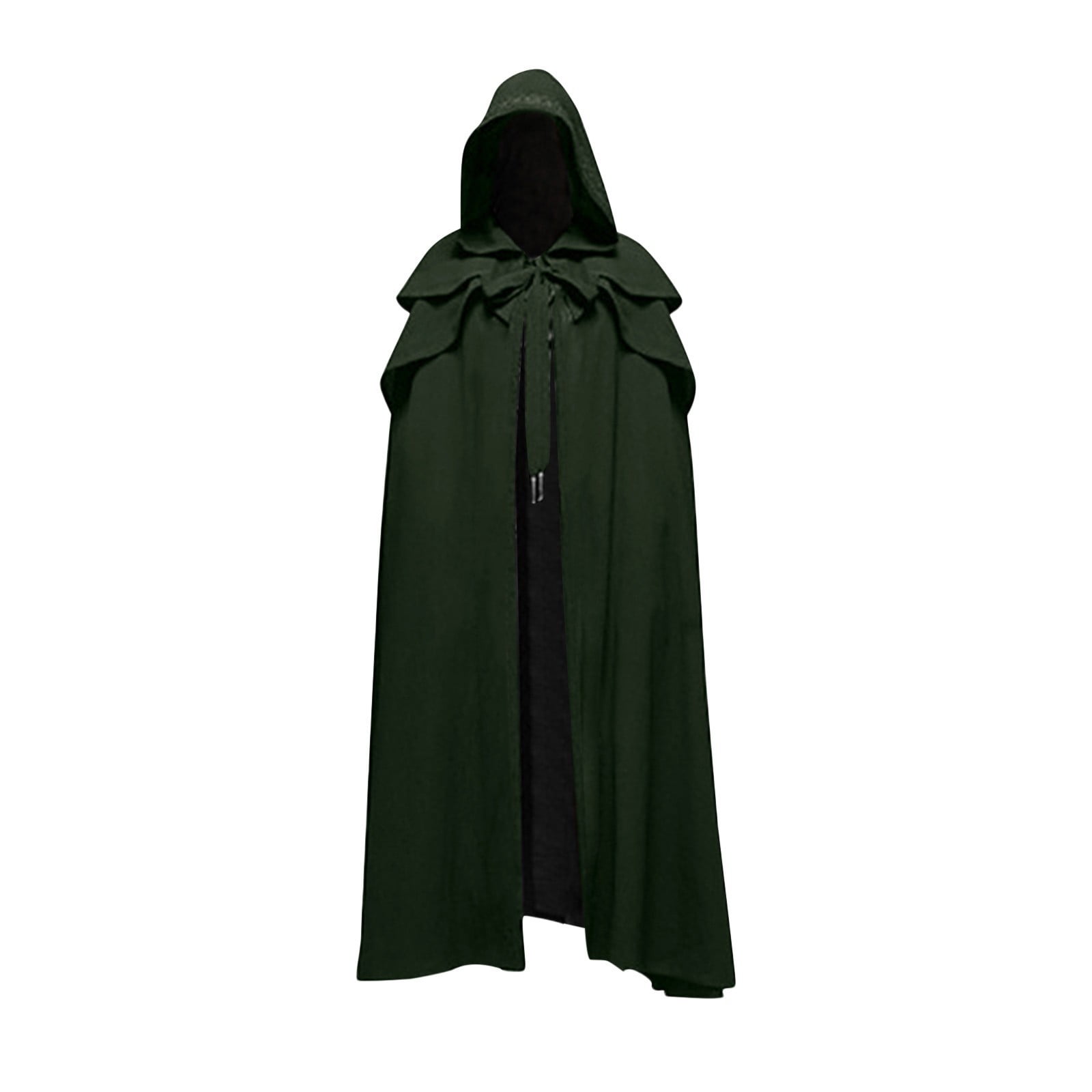 Green Velvet Fantasy Cape, Elven Hooded Cloak With Golden