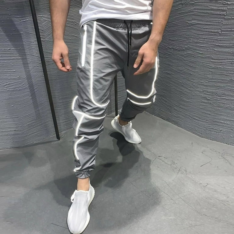 XLZWNU Sweatpants for Men Work Pants for Men Reflective High Visibility Light Jogging Long Pant Trousers Joggers Full Straight Leg Active Fit Cargo Pants for Men Mens Pants Gray Xl Walmart