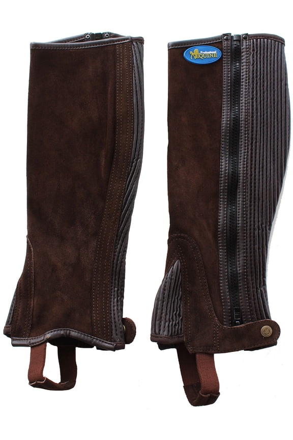 XLarge Horse English Riding ADULT HALF CHAPS Suede Leather Brown 924F02BR