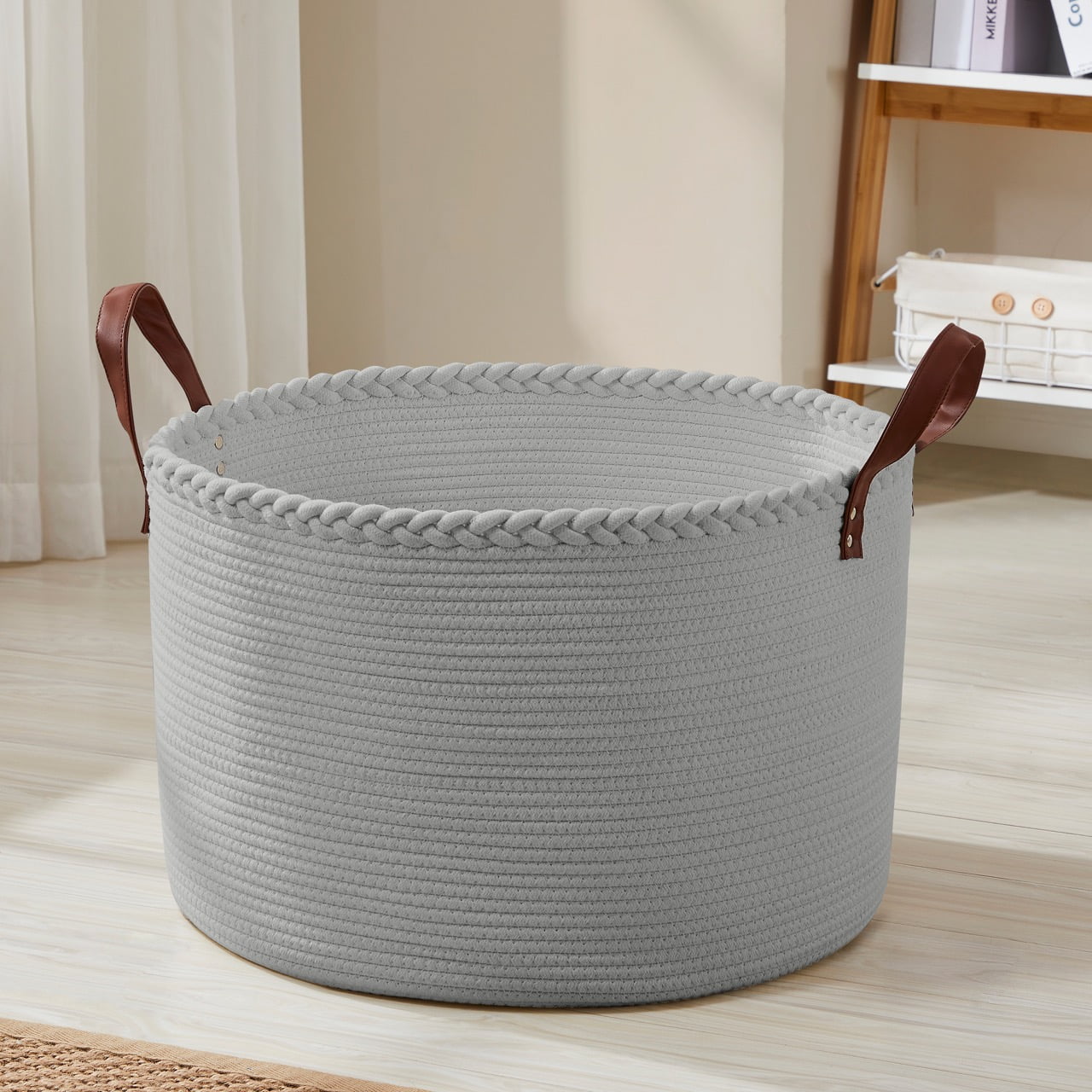 XLarge Round Cotton Rope Storage Basket Bin Organizer Laundry Hamper