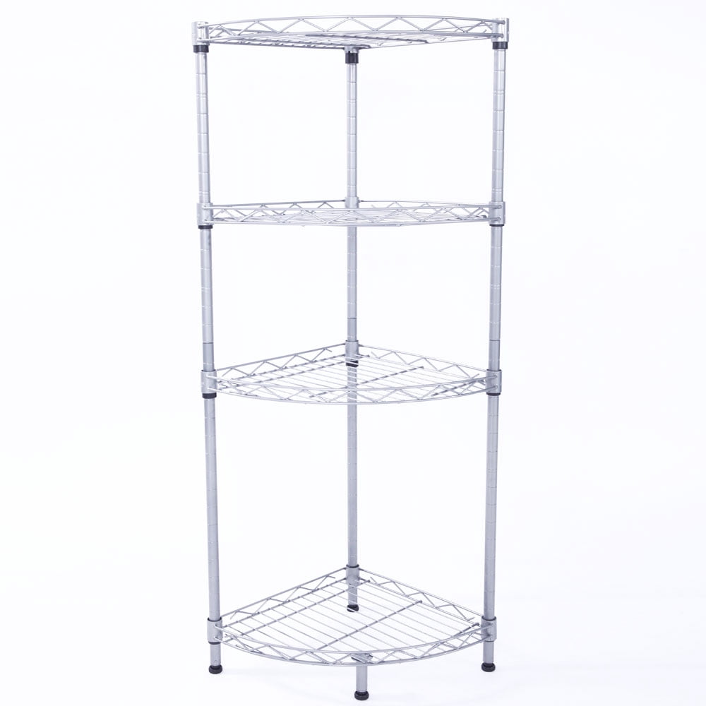 XM-243S Fan-shaped Carbon Steel Metal Assembly 4-Tier Storage Rack Silver Gray