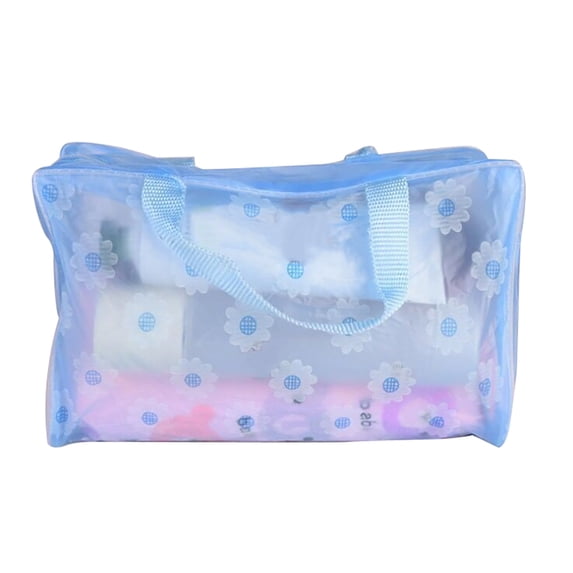 XM Culture Portable Flower Waterproof Travel Cosmetic Toiletry Storage Pouch Makeup Bag(Blue)