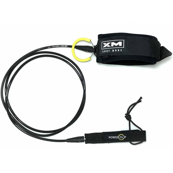 XM SURF River Power-Clip Surfboard Leash Knee/Calf, Detachable Ankle Clip, COMP Cord Thickness (.220 in.), Choose Length and Color, Key Pocket, Unbreakable Swivels, Detachable Railsaver, Made in USA