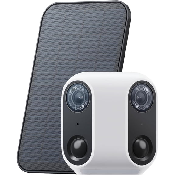 XM1 Dual-Lens Solar Camera Outdoor , Starlight Night Vision, AI Detection, Wire-, IP65 Weatherproof, No Subscription, Local Storage, 2.4GHz WiFi