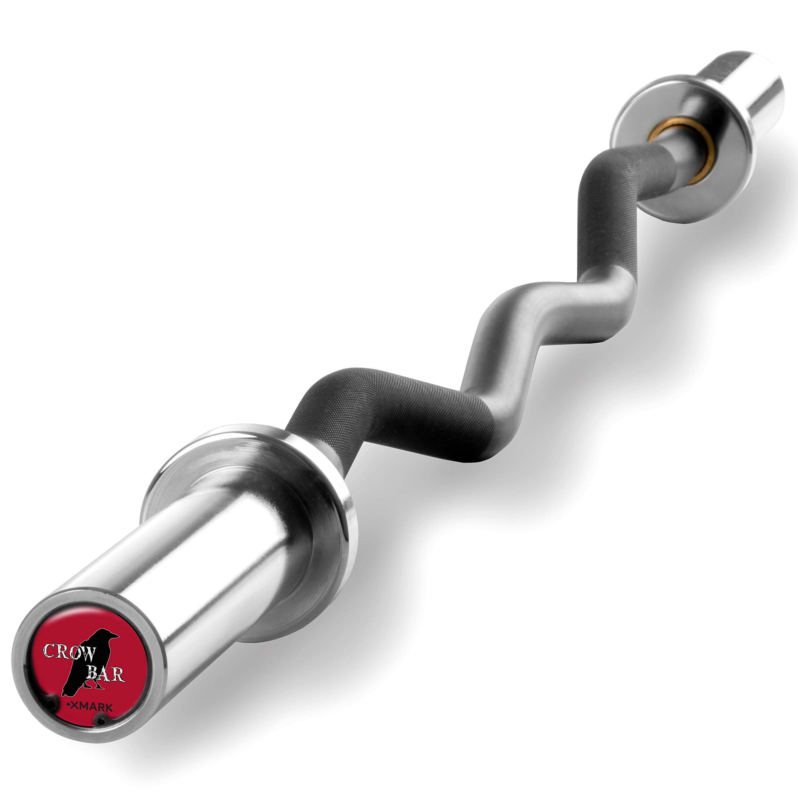 XMARK CROWBAR EZ Curl Bar, Brass Bushings, Chrome with Black Manganese Phosphate Shaft, 28 mm Grip