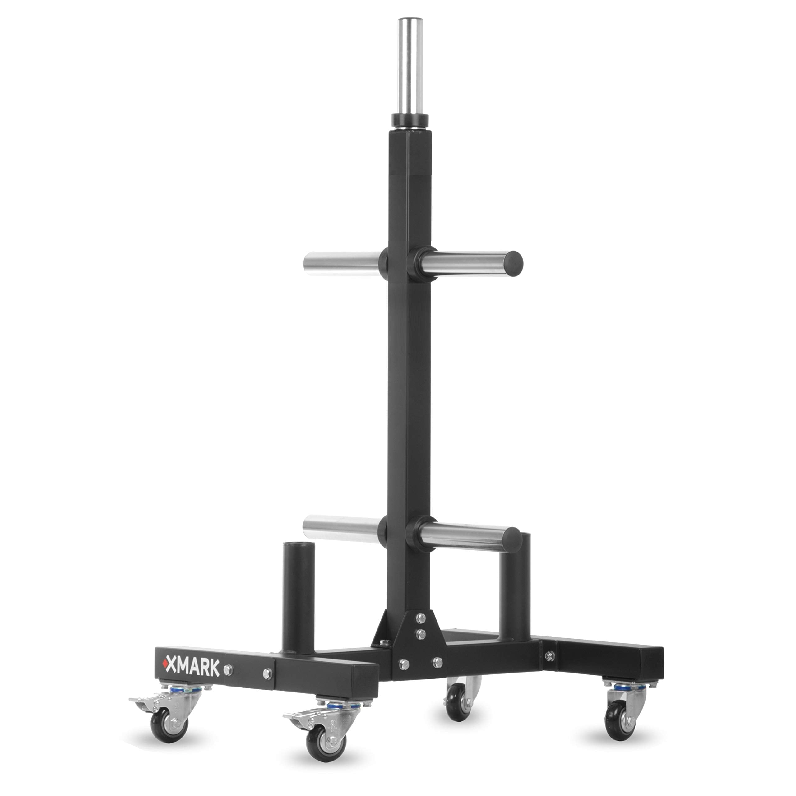 XMark Commercial Olympic Bumper Plate Rack, 750 lb Capacity with Bar ...