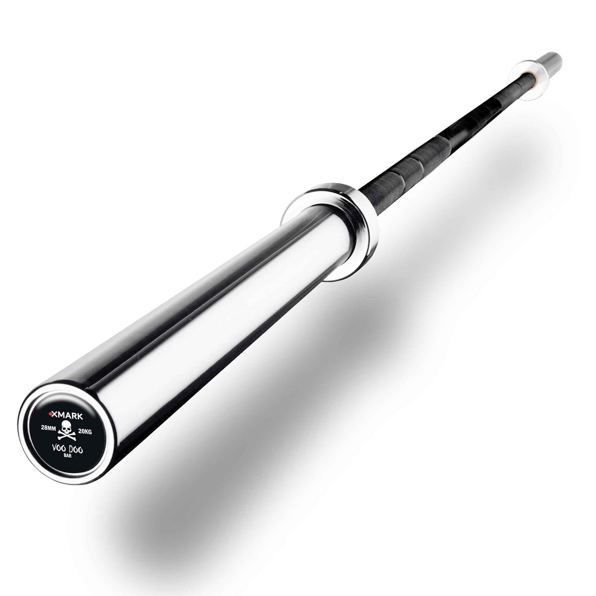 XMARK VOODOO 7' Olympic Bar, Chrome with Black Manganese Phosphate Shaft, 28 mm Grip