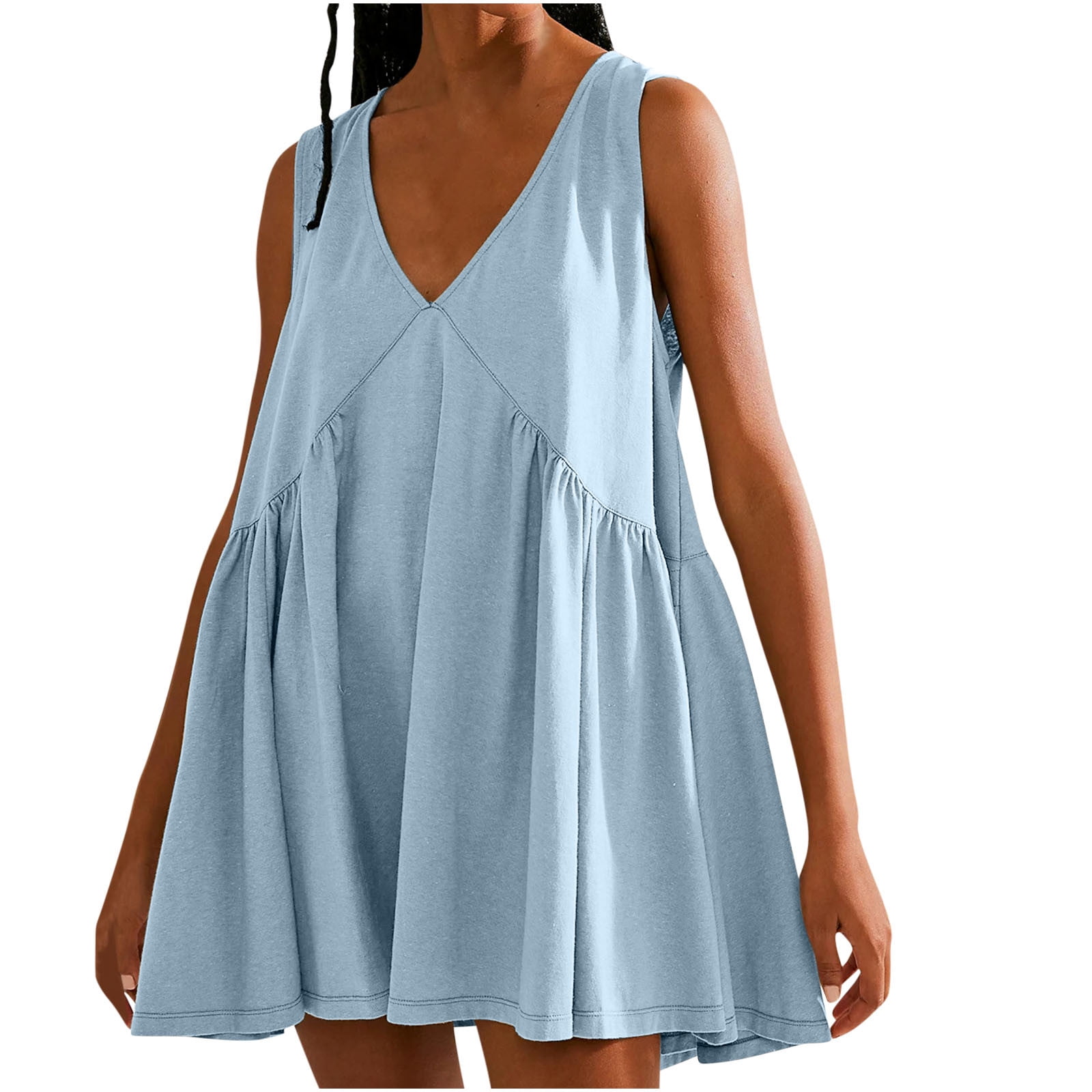 XMBPUM Sleeveless Knee Length Dress Bright Dresses for Women Summer ...