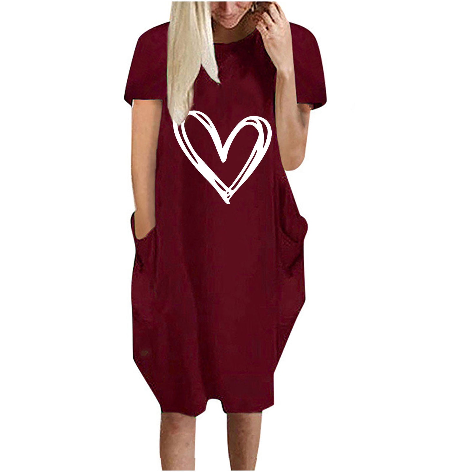 XMBPUM Womens Dresses Short Sleeve Midi Length White Short Sleeve