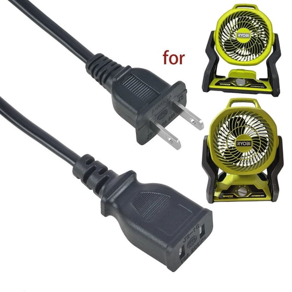 XMHEIRD AC Power Cord Cable Plug Compatible with RYOBI PCL811 PCL811B 18V ONE+ Hybrid18V 7.5" Fan