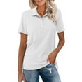 thumbnail image 1 of XMHJSMD Soft T Shirts for Women Women's Short Sleeve Shirts Summer Button Down Collared Tops Casual Loose Tees Women's Short Sleeve Tops(White,L), 1 of 6