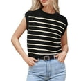 thumbnail image 1 of XMHJSMD Spring And Summer Women's Sleeveless Vest Neck Collar Knitted Knitted Hoods Casual Women's Sweater T Shirt(Black,M), 1 of 4