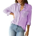 thumbnail image 1 of XMHJSMD Summer Tops for Women 2024 Women's Striped Cardigan Tops Loose Casual Long Sleeve Shirt Lightweight Shirts for Women(Purple,Xxl), 1 of 4