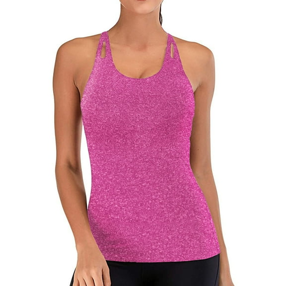 XMHJSMD Tank Top for Women Women's Racerbacks Workout Yoga Tank Tops Sleeveless Women Activewear Tops(Purple,L)