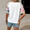 thumbnail image 1 of XMHJSMD Women Floral Crochet Short Sleeve Top Crweneck Solid Color Summer Blouses Shirts(White,Xl), 1 of 5