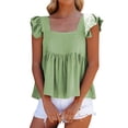 thumbnail image 1 of XMHJSMD Women Pleated Top Shirt Spaghetti Strap Camisole Fit Casual Sleeveless Summer Tank Tops Fashion Shirt (Green,L), 1 of 8