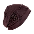 thumbnail image 1 of XMHJSMD Women Splicing Model Hat Beading Hat Muslim Ruffle Cancer Chemo Hat Wrap Cap(Brown,S), 1 of 5