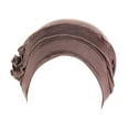 thumbnail image 1 of XMHJSMD Women Splicing Model Hat Beading Hat Muslim Ruffle Cancer Chemo Hat Wrap Cap(Khaki,S), 1 of 5