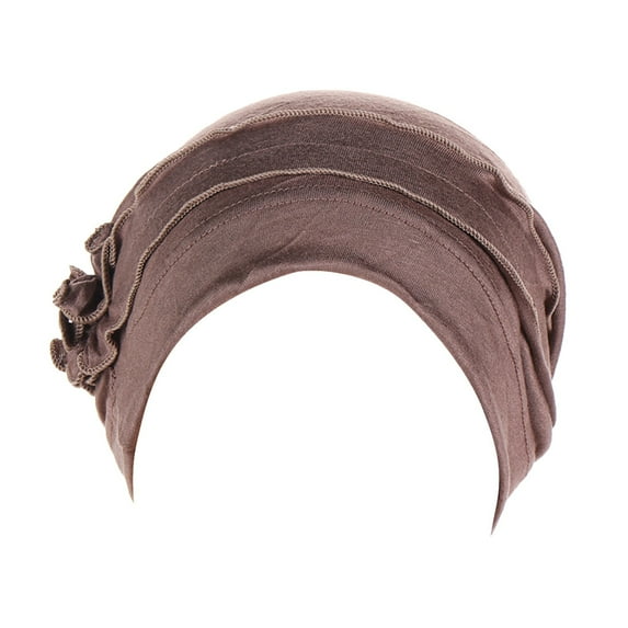 XMHJSMD Women Splicing Model Hat Beading Hat Muslim Ruffle Cancer Chemo Hat Wrap Cap(Khaki,S)