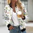 thumbnail image 1 of XMHJSMD Women Trendy Casual Zip Up Floral Print Coat Outerwear Lightweight Long Sleeve Fall Workout Running Jacket(Green,L), 1 of 5
