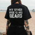 thumbnail image 1 of XMHJSMD Women's T-Shirts My Other Ride Is His Beard Large Lettering Print on The Back for Women Casual Fashion T Shirt (Black,S), 1 of 6