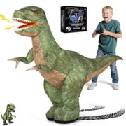 Xmhook 4ft Inflatable Dinosaur Remote Control Car with LED Sound & 360 °Rotation, Large Walking Dinosaur Blow up Toy for Kids Ages 3+ Gift,Green