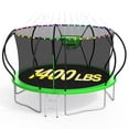 thumbnail image 1 of XMIKA 1400LBS Trampoline for Kids and Adults, 14FT Trampolines with Enclosure Net, Basketball Hoop, Light, Sprinkler, Outdoor Backyard Heavy Duty Trampoline, Curved Design, 1 of 9