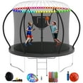 thumbnail image 1 of XMIKA Trampoline 1000LBS, 10FT 8FT 12FT 14FT 16FT Trampolines with Basketball Hoop, Enclosure, Ladder, LED, Sprinkler, Socks, Curved Poles Recreational Trampoline, Outdoor Trampoline for Kids/Adults, 1 of 9