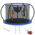 thumbnail image 1 of XMIKA Trampoline, 10FT 8FT 12FT 14FT 16FT Trampoline for Kids and Adults with Enclosure Net, Basketball Hoop, Ladder, 1000LBS Outdoor Recreational No-Gap Design Round Trampoline, Anti-Rust Frame, 1 of 9