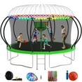 thumbnail image 1 of XMIKA Trampoline 1400LBS, 14FT 12FT 10FT 8FT 16FT Trampolines with Basketball Hoop, Enclosure, Ladder, LED, Sprinkler, Socks, Curved Poles Recreational Trampoline, Outdoor Trampoline for Kids/Adults, 1 of 9