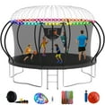 thumbnail image 1 of XMIKA Trampoline, 14FT 8FT 10FT 12FT 16FT Trampoline for Kids and Adults with Enclosure Net, Basketball Hoop, Ladder, Light, Sprinkler, Socks, 1400LBS Outdoor Recreational No-Gap Design Trampoline, 1 of 10