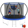 thumbnail image 1 of XMIKA Trampoline 800LBS, 8FT 10FT 12FT 14FT 16FT Trampolines with Basketball Hoop, Enclosure Net, Ladder, Curved Poles Recreational Trampoline, No-Gap Design Round Outdoor Trampoline for Kids/Adults, 1 of 8
