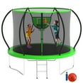 thumbnail image 1 of XMIKA Trampoline, 8FT 10FT 12FT 14FT 16FT Trampoline for Kids and Adults with Enclosure Net, Basketball Hoop, Ladder, Light, Sprinkler, Socks, 800LBS Outdoor Recreational No-Gap Design Trampoline, 1 of 10