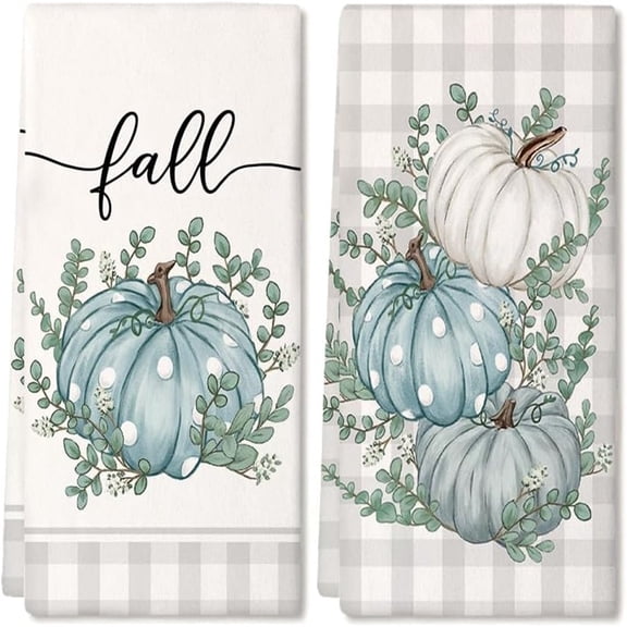 XMKP Kitchen Decor 2Pcs Fall Kitchen Dish towels,Microfibre Flour Sack towels,Seasonal Hand towels,Thanksgiving Halloween Home Decor