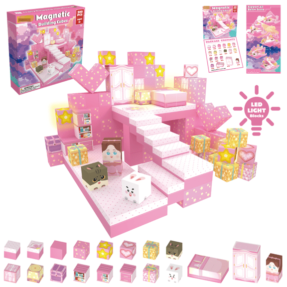 XMKP Magnetic Building Blocks 200PCS Princess House Deluxe (Version B) – Expanded STEM Construction Set for Kids Ages 3-10