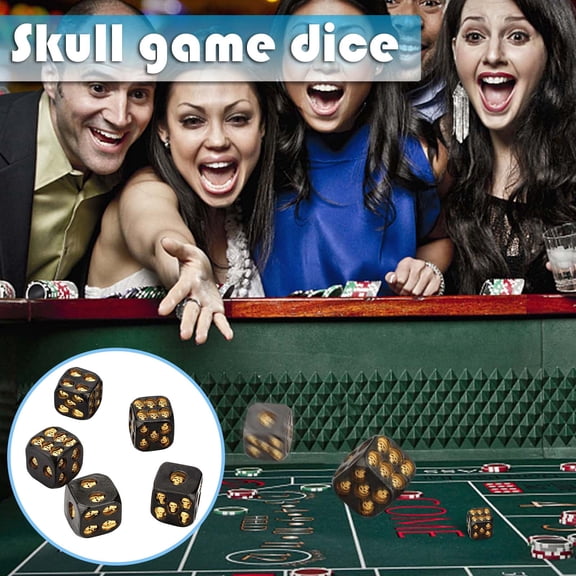 XMMSWDLA 1. 2, 4, 8 Black Smileys Face Skull Dice Set 3d Skull Dice Horror Novel Board Game, Suitable for Club Bar Parties Back To School Supplies Synthetic Resin