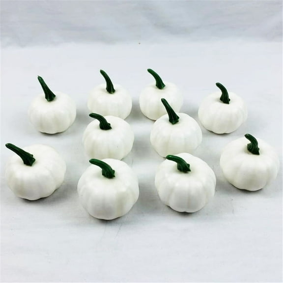 XMMSWDLA 10 Pack Mini Pumpkin Small Pumpkins Fall Harvest Pumpkins Lifelike Foam Pumpkins Realistic Pumpkin for Halloween, Thanksgiving Home, Garden Decor, White halloween pumpkin