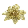 thumbnail image 1 of XMMSWDLA 10pcs Christmas Tree Decorations Artificial Flowers Ornaments Mini Size 4” Xmas Glitter Flower with Clips Plus Stems Christmas Party Decorations Gold, 1 of 3