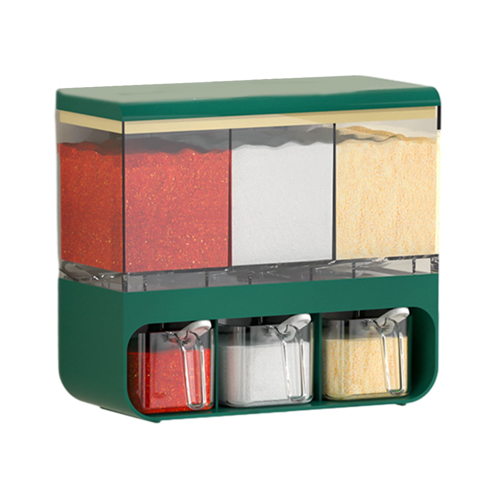 XMMSWDLA 2 Pack 3 Grids Seasoning Box with Handle and Spoon, Clear