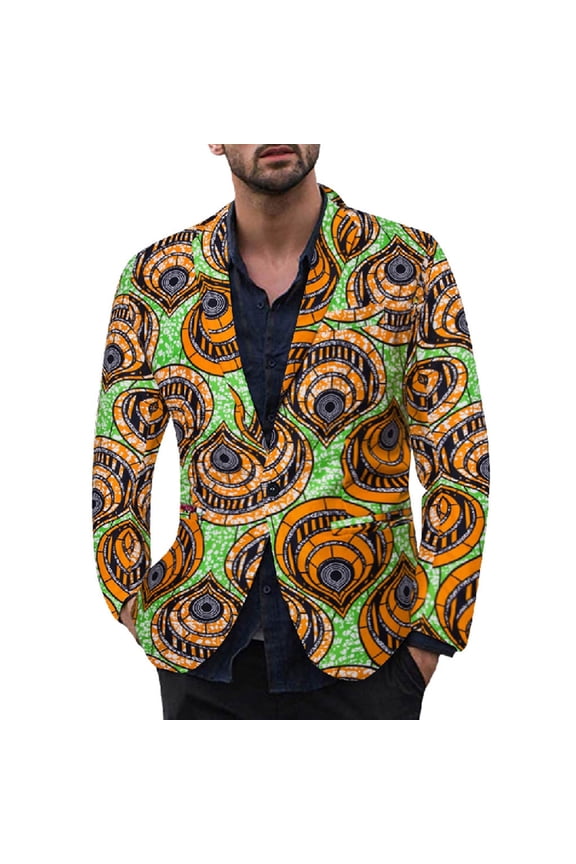 2022 Men Tops African Ethnic Colorful Floral Style Characteristic Printed Singlebreasted Casual Suit