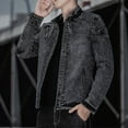 thumbnail image 1 of XMMSWDLA 2022 Men Tops Autumn Spring And Autumn Solid Color Zipper Faux Leather Jacket, 1 of 6