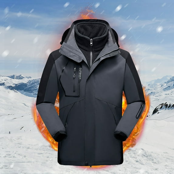XMMSWDLA 2022 Men Tops Hooded Zipper Thicken Windproof Waterproof Breathable Ski Suit Jacket Mountaineering Clothing Coats