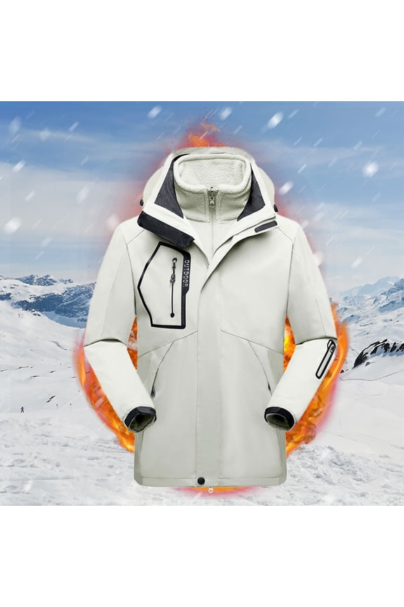 Men Tops Hooded Zipper Thicken Windproof Waterproof Breathable Ski Suit Jacket Mountaineering Clothing Coats