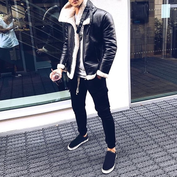 XMMSWDLA 2022 Men Tops Leather Jacket Winter Plus Velvet Lining Warm Coat Male Zipper Outwear Top