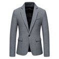 thumbnail image 1 of XMMSWDLA 2022 Clearance Men Tops Single Button Casual Business Solid Color Herringbone Suit Jacket, 1 of 8