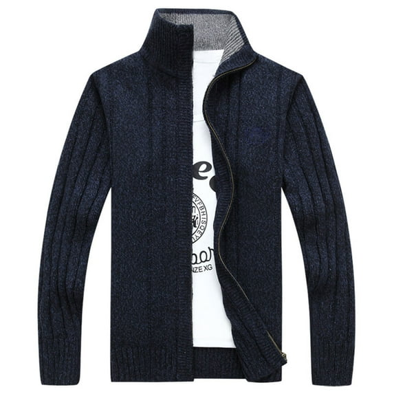 XMMSWDLA 2022 Men Tops Solid Color Casual Stand Collar Knit Cardigan Sweater Jacket