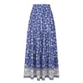 thumbnail image 1 of Yucgh Women's Solid Color High Waist Trumpet Maxi Skirt, Bohemian Tiered A-line Skirt, Flowy Layered Casual Long Skirt with Elastic Waist,Royal Blue,M, 1 of 3